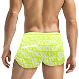 white neon green greek key print Men's Swim Trunks with Zipper Pocket (Model L71) - Objet D'Art
