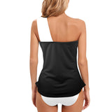 white solid print addsart Women's One Shoulder Backless Swimsuit (Model S44) - Objet D'Art