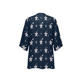 stars blue print 2 Women's Kimono Chiffon Cover Up (Model H51) - Objet D'Art