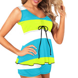 tricolor swimsuit print 4 Women's Vest Skirt Split Swimsuit (Model S47) - Objet D'Art