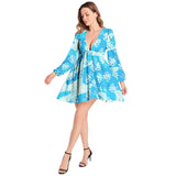 Lantern Sleeve Deep V-Neck Short Dress - Objet D'Art