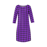 purple equal print Rhea Loose Round Neck Dress(Model D22) - Objet D'Art