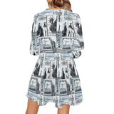 selenium lady liberty print 6 V-Neck Loose Fit Dress (Model D62) - Objet D'Art