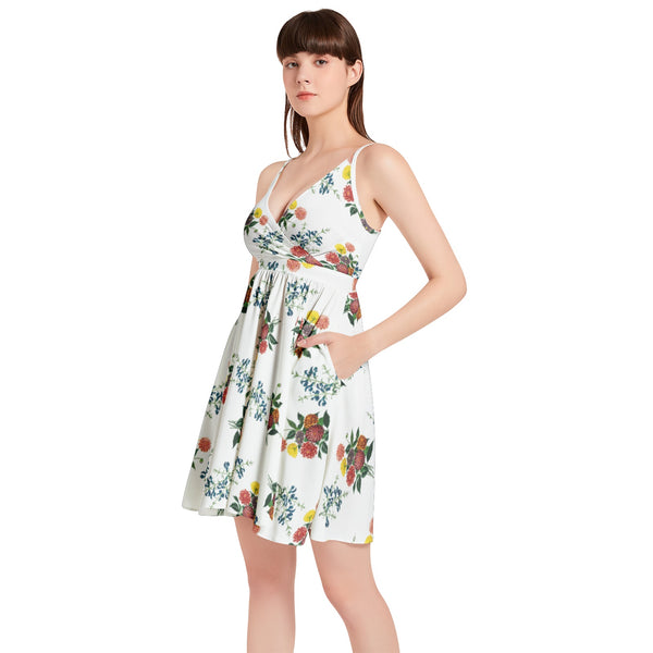 M Kemp Dahlia Spaghetti Strap Sleeveless Falred Hem Short Dress - Objet D'Art