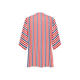 stars and stripes stripe print Women's Kimono Chiffon Cover Up (Model H51) - Objet D'Art