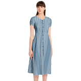 Puff Sleeve Button Through Dress - Objet D'Art