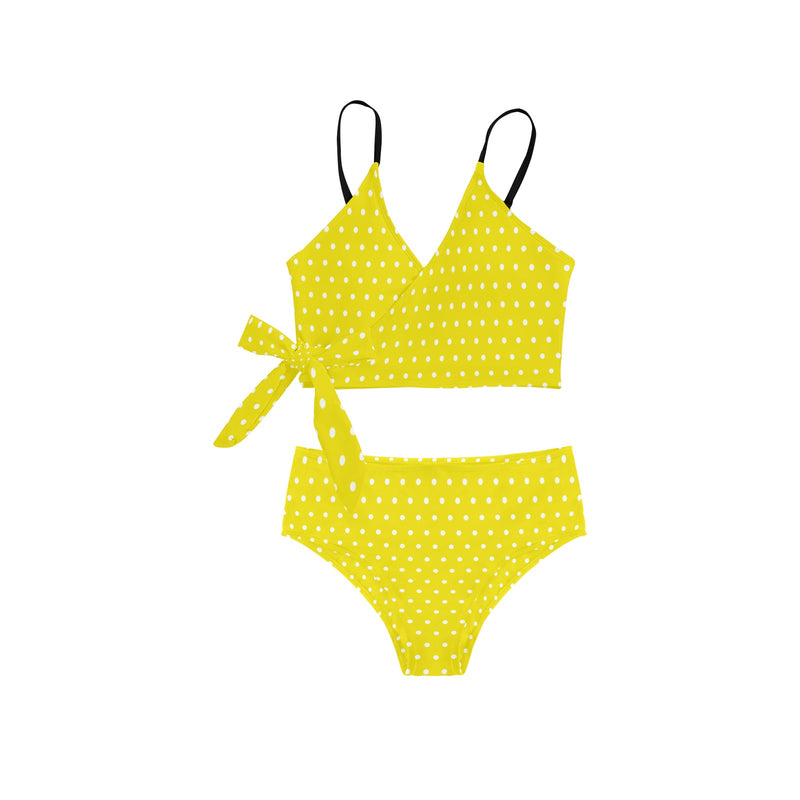 sunshine polka dots Knot Side Bikini Swimsuit (Model S37) - Objet D'Art