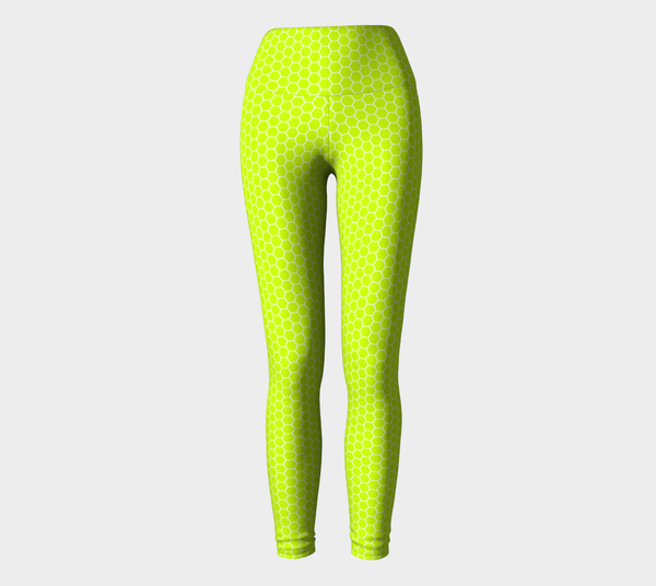 Neon Green Honeycomb Yoga Leggings - Objet D'Art