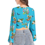 Women's Deep V-Neck Lantern Sleeve Crop Top - Objet D'Art
