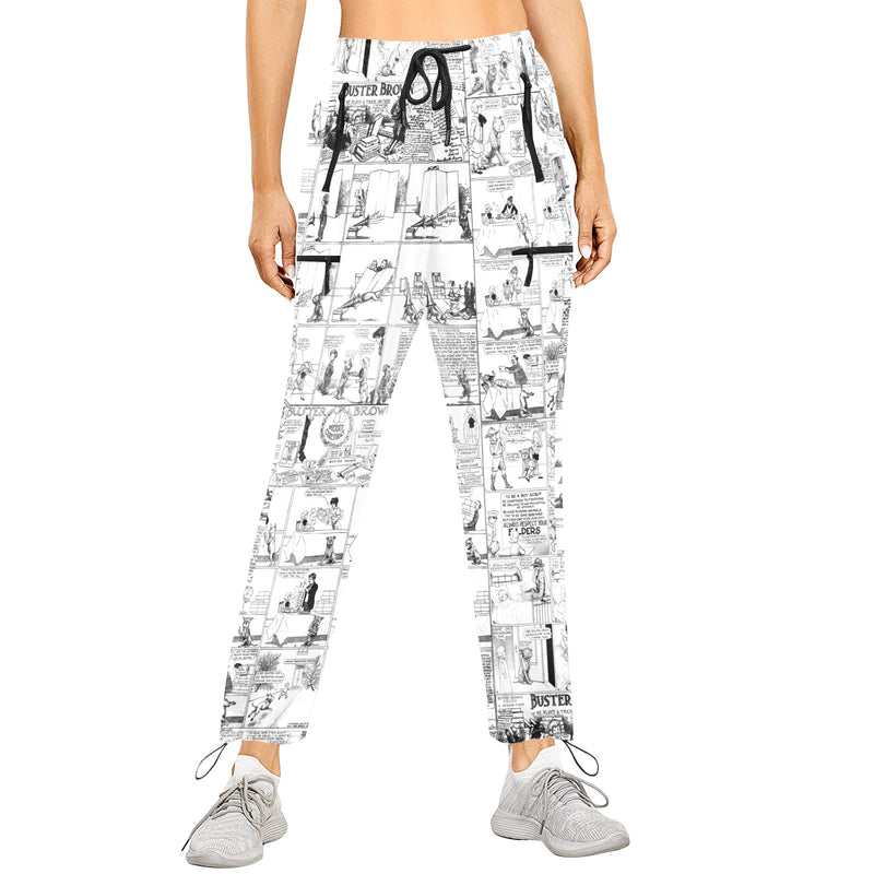 vintage comic nineteenth century print Women's Quick Dry Cargo Sweatpants (Model L65) - Objet D'Art