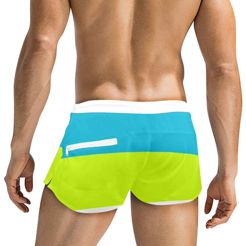 tricolor swimsuit print 4 Men's Swim Trunks with Zipper Pocket (Model L71) - Objet D'Art