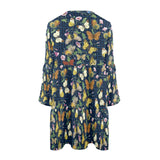butterfly greek key print 2 V-Neck Loose Fit Dress (Model D66) - Objet D'Art