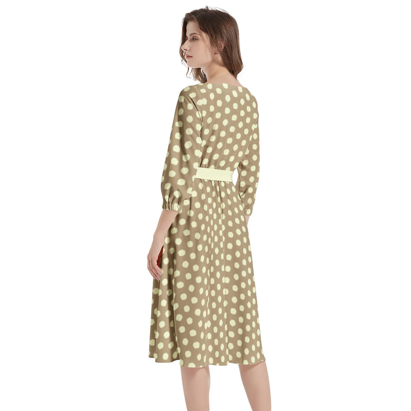 Boat Neck Belted Flared Dress - Objet D'Art
