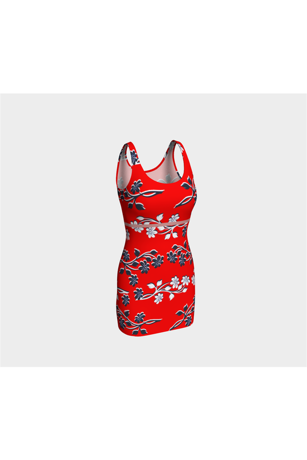 Red Floral Bodycon Dress - Objet D'Art