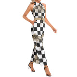 Halter Neck Buckle Belted Jumpsuit - Objet D'Art