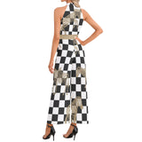 Halter Neck Buckle Belted Jumpsuit - Objet D'Art