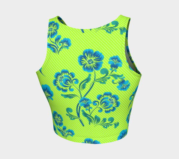 Neon Green Floral Awakening Crop Top - Objet D'Art