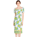 Royal Floral Split Thigh Midi Bodycon Dress - Objet D'Art