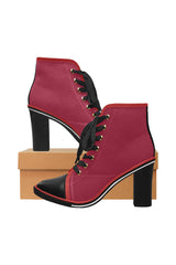 Jester Red Women's Lace Up Chunky Heel Ankle Booties - Objet D'Art