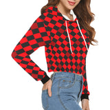 red black diamond print 2 All Over Print Crop Hoodie for Women (Model H22) - Objet D'Art