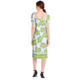 Royal Floral Split Thigh Midi Bodycon Dress - Objet D'Art