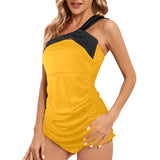 black 2 9k Women's One Shoulder Backless Swimsuit (Model S44) - Objet D'Art