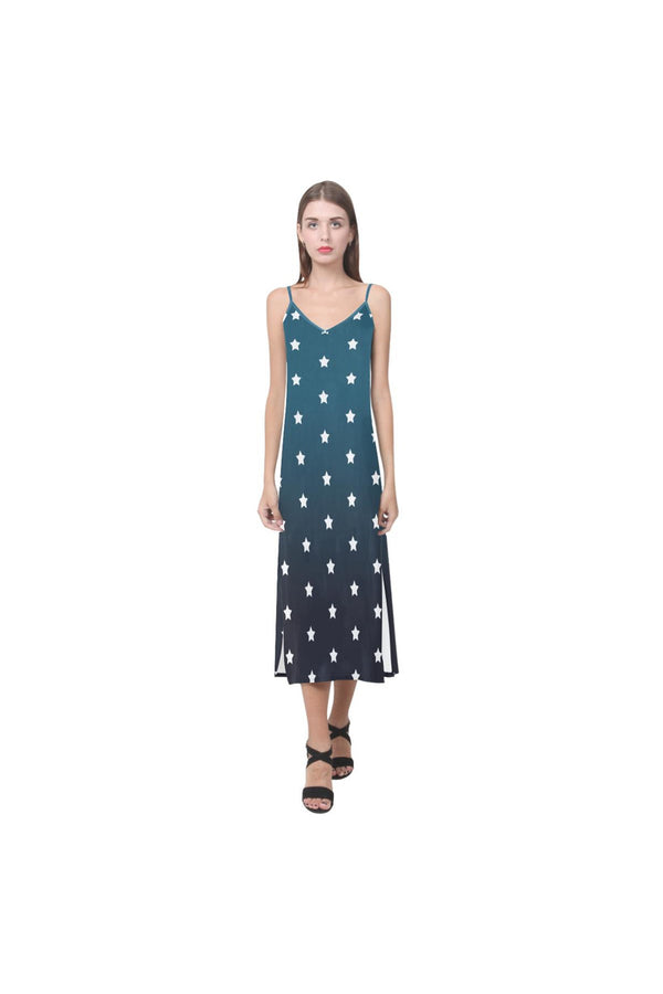 Starry Twilight V-Neck Open Fork Long Dress - Objet D'Art