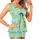 asian fish print Women's Vest Skirt Split Swimsuit (Model S47) - Objet D'Art