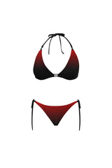 Red to Black Buckle Front Halter Bikini Swimsuit - Objet D'Art