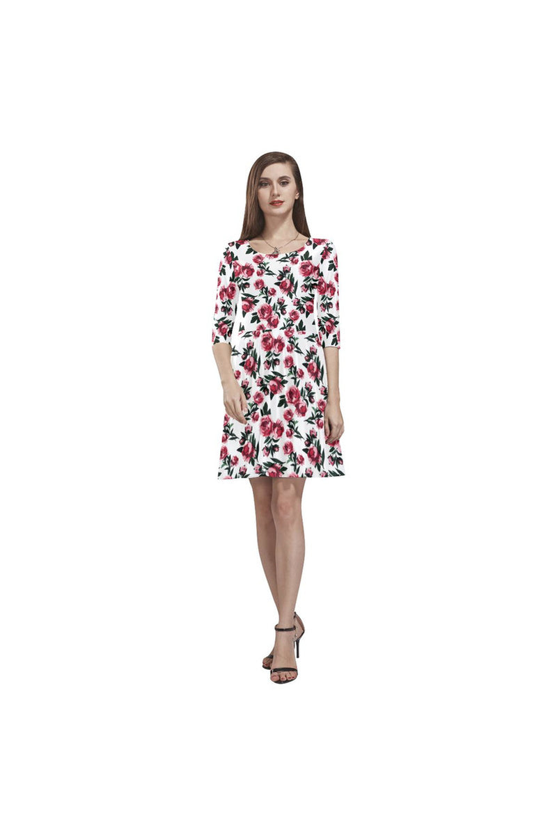 rose D20 SLEEVES Tethys Half-Sleeve Skater Dress(Model D20) - Objet D'Art