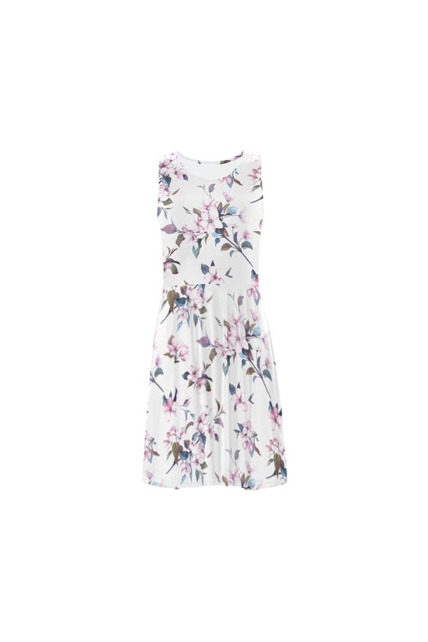 White Floral Sleeveless Ice Skater Dress - Objet D'Art