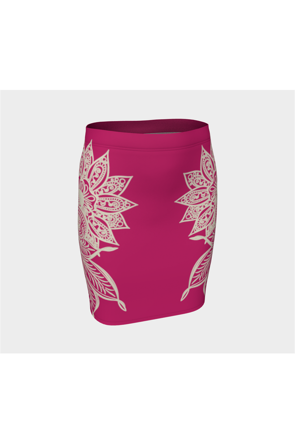 Pink Peacock Mandala Fitted Skirt - Objet D'Art