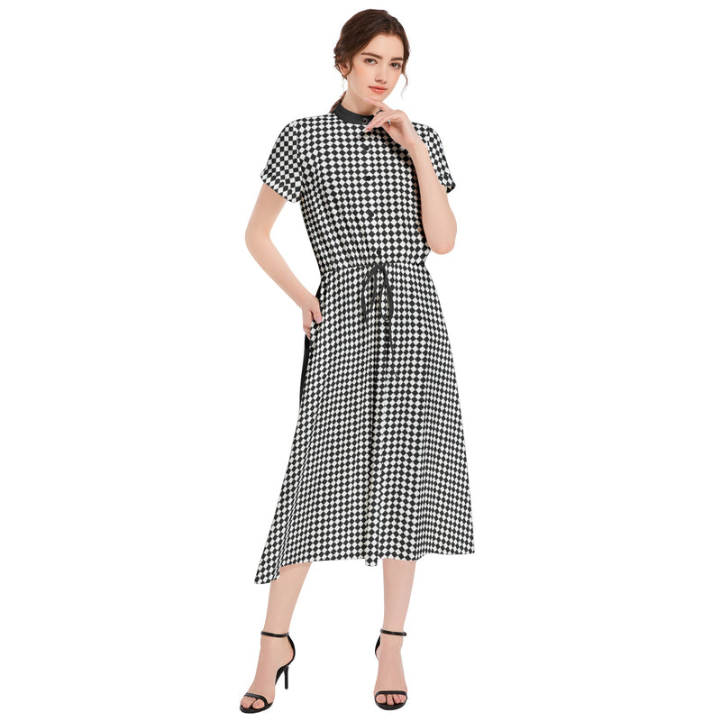Drawstring Waist A-line Flared Midi Dress - Objet D'Art