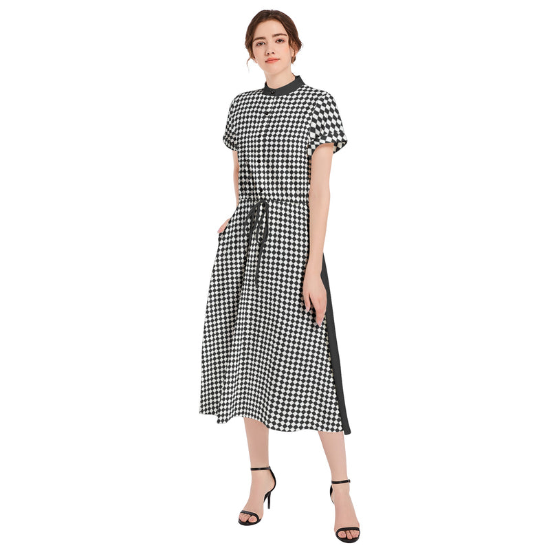Drawstring Waist A-line Flared Midi Dress - Objet D'Art