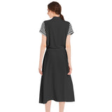 Drawstring Waist A-line Flared Midi Dress - Objet D'Art