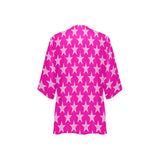 star pattern print 2 Women's Kimono Chiffon Cover Up (Model H51) - Objet D'Art