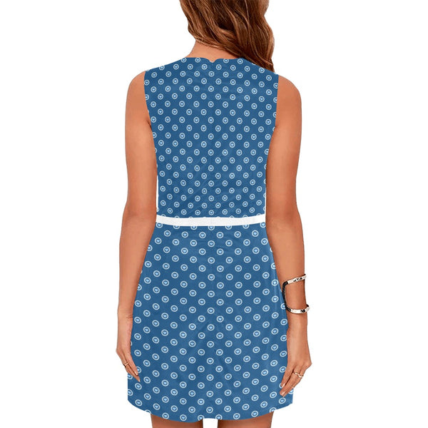blue hearts print Eos Women's Sleeveless Dress (Model D01) - Objet D'Art
