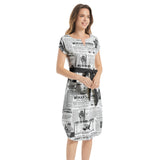 Women Suffrage Notched Neck Belted Dress - Objet D'Art