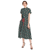 Drawstring Waist A-line Flared Midi Dress - Objet D'Art