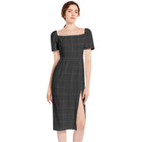 Midnight Matrix Split Thigh Midi Bodycon Dress - Objet D'Art