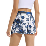 Delft Blue Roses Women's Belted Short - Objet D'Art