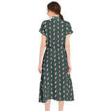 Drawstring Waist A-line Flared Midi Dress - Objet D'Art
