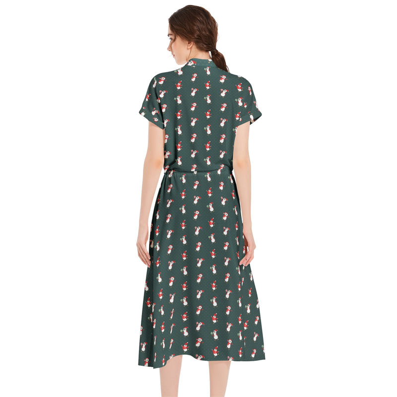 Drawstring Waist A-line Flared Midi Dress - Objet D'Art