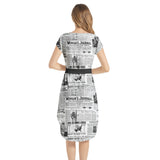 Women Suffrage Notched Neck Belted Dress - Objet D'Art