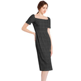 Midnight Matrix Split Thigh Midi Bodycon Dress - Objet D'Art