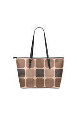 Camel Gridlock Leather Tote Bag/Small - Objet D'Art