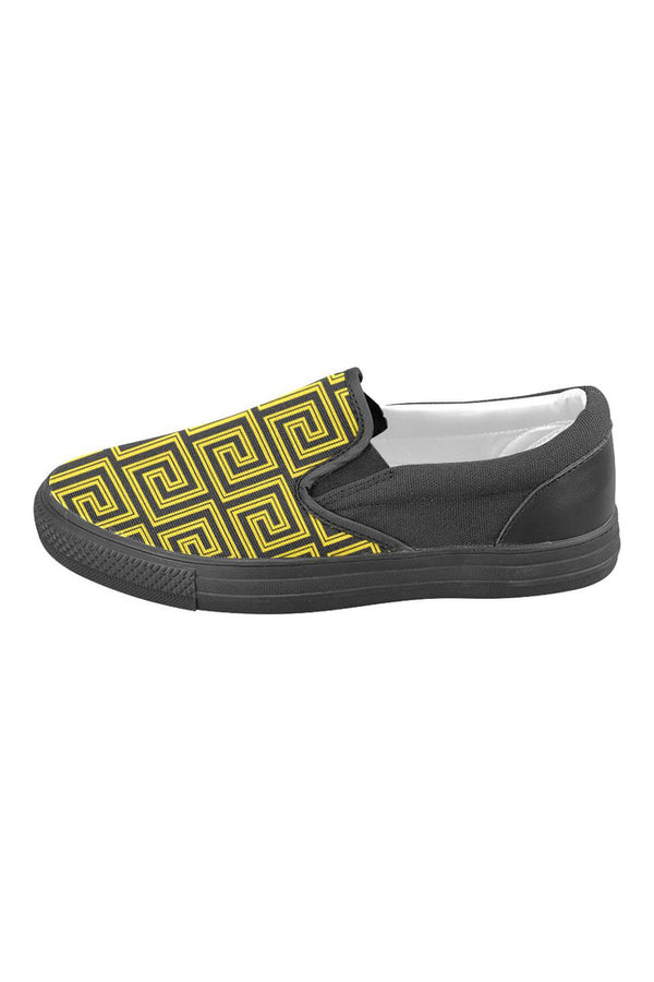 Greek Key Men's Slip-on Canvas Shoes (Model 019) - Objet D'Art