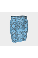 Blue Snakeskin Fitted Skirt - Objet D'Art Online Retail Store