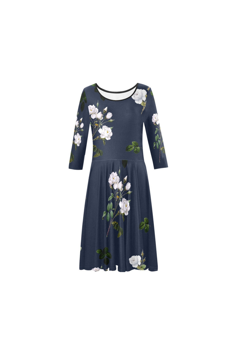 White Floral Tethys Half-Sleeve Skater Dress - Objet D'Art