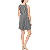 striped geo print 5C Thea Sleeveless Skater Dress(Model D19) - Objet D'Art